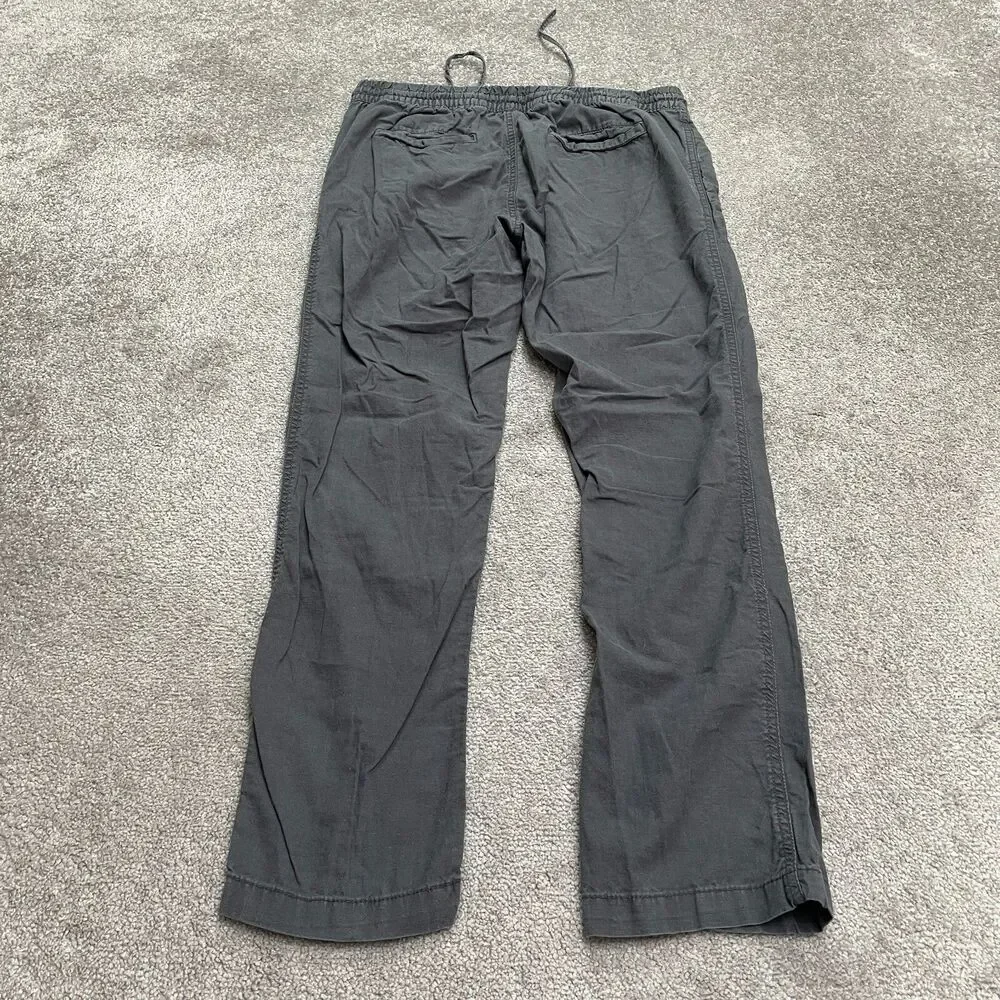 Onia Linen Blend Pants Womens Medium Dark Gray Drawstring Casual Outdoor 34x30.5